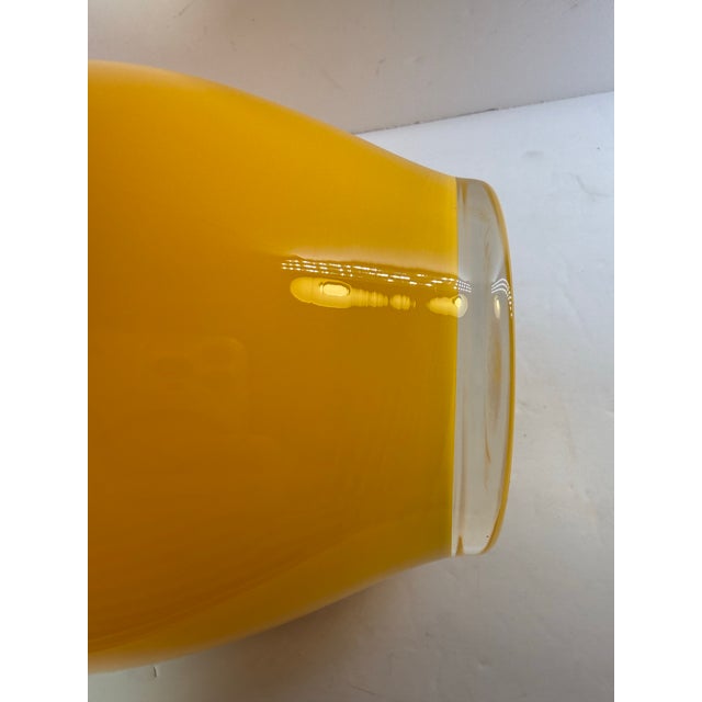 Large Mid-Century Modern Vibrant Yellow Hand-Blown Art Glass Statement Vase For Sale - Image 10 of 11