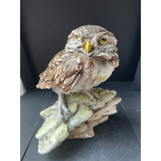 Vintage Mid 20th Century Giuseppe Tagliariol Italian Owl Sculpture Figurine Ceramic For Sale - Image 4 of 13