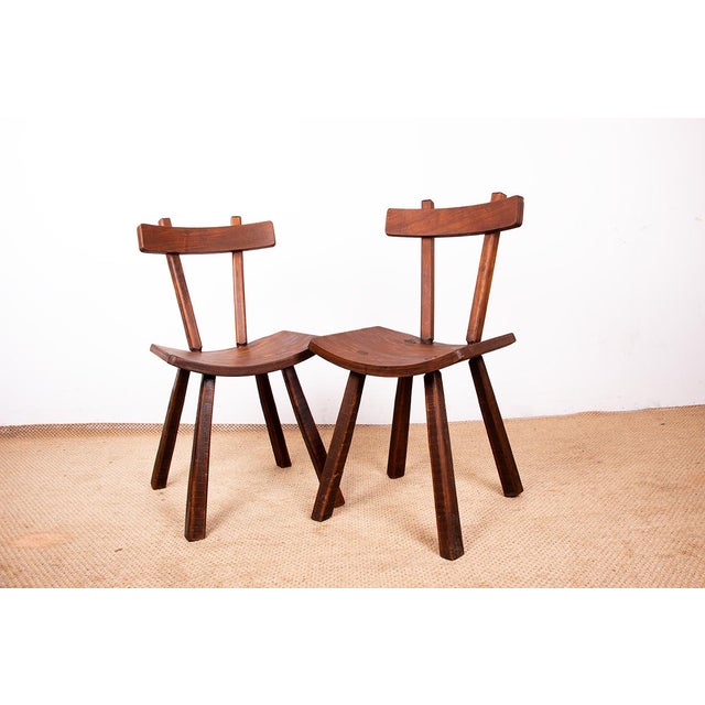 Brutalist Elm Chairs in the style of Jean Touret, 1950s, Set of 2 For Sale - Image 11 of 13