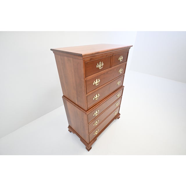 L. & J.G. Stickley, Inc. Stickley Chippendale Style Cherry Highboy Dresser | Newly Refinished For Sale - Image 4 of 15