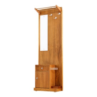Mid Century Coat Rack Entryway Stand and Mirror For Sale