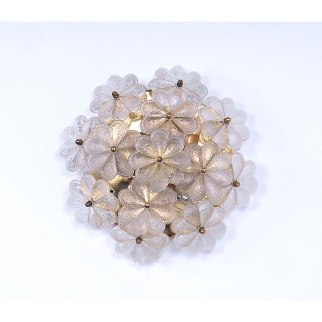 Brass Wall or Ceiling Lamp with Crystal Flowers by Ernst Palme, 1970s For Sale - Image 10 of 10