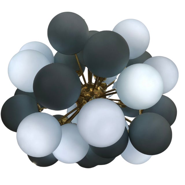 Sputnik Lamp with Matte Blue Balloons For Sale - Image 6 of 6