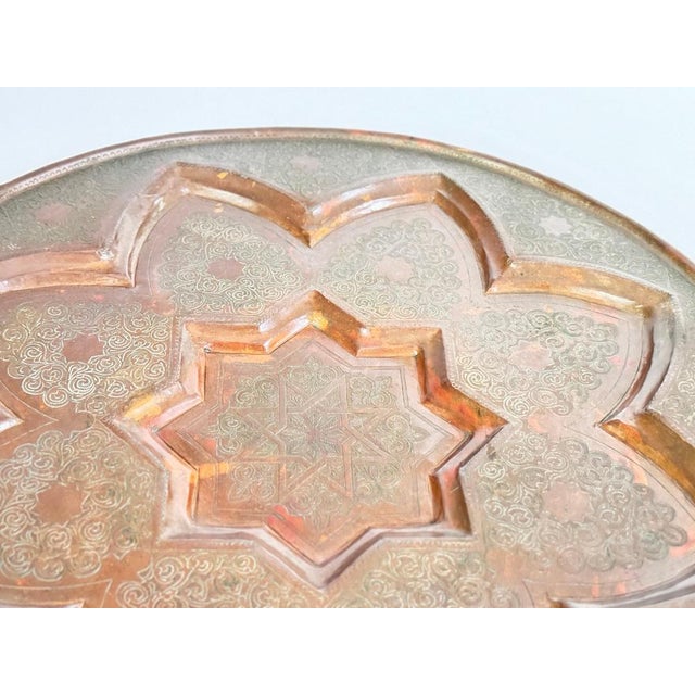 Moroccan Hand Hammered & Pierced Copper Charger, 20th Century For Sale - Image 4 of 7