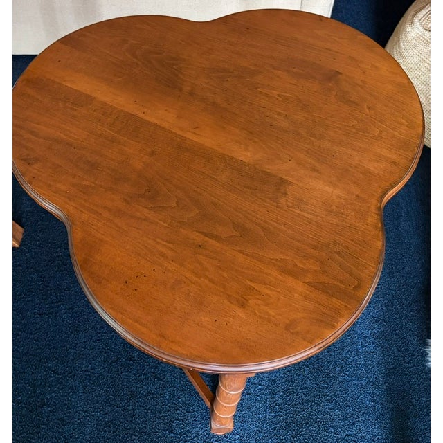 Mid-Century Modern Mid Century Trefoil, Clover Leaf Side Table With Faux Bamboo Carved Legs For Sale - Image 3 of 8
