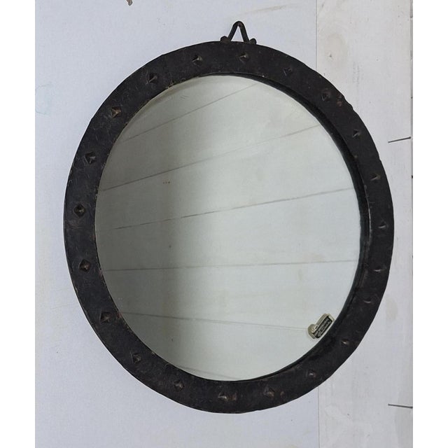 Vintage Brutalist Wall Mirror with Black Wrought Iron Frame, 1960s For Sale - Image 6 of 6