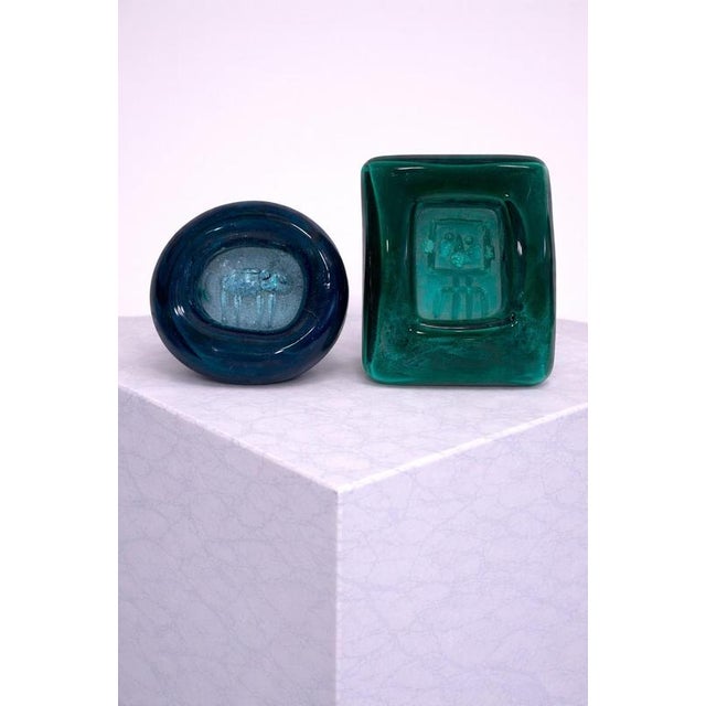 Art Glass Robot Ashtrays by Erik Höglund for Kosta Boda, Sweden, 1960s, Set of 2 For Sale - Image 3 of 9