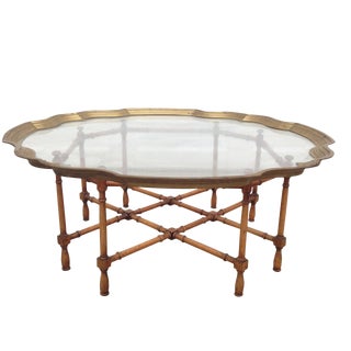 Brass, Glass & Bamboo Coffee Table For Sale