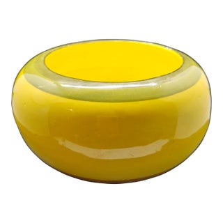 Vintage California Pottery Mid Century Yellow Drip Glaze Planter For Sale