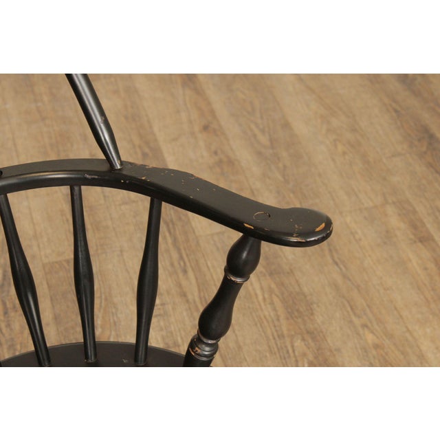 1990s Nichols & Stone Pair of Ebonized Windsor Armchairs For Sale - Image 5 of 12