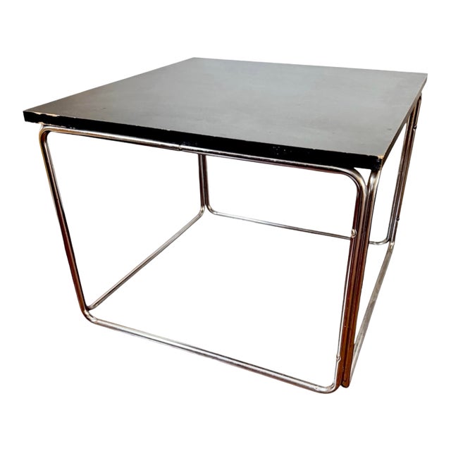 Vintage Mid-Century Chrome and Laminate Square Side Table by Cosco (Columbus Specialty Company) Home Products, Columbus, Indiana. For Sale