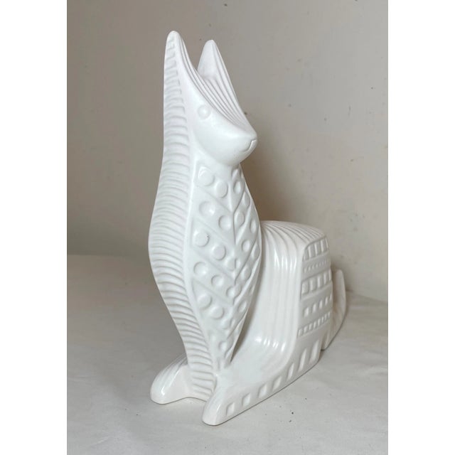 Art Deco Modern Jonathan Adler Art Deco White Menagerie Kangaroo Statue Sculpture For Sale - Image 3 of 9