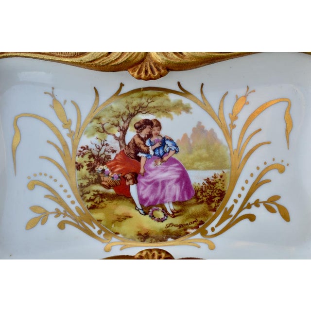 French Vintage French Sevres Bronze Ormolu Mounted Centerpiece Handle Dish For Sale - Image 3 of 12