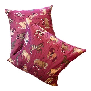 Tyler Hall Horse Burgundy Pillows - A Pair For Sale
