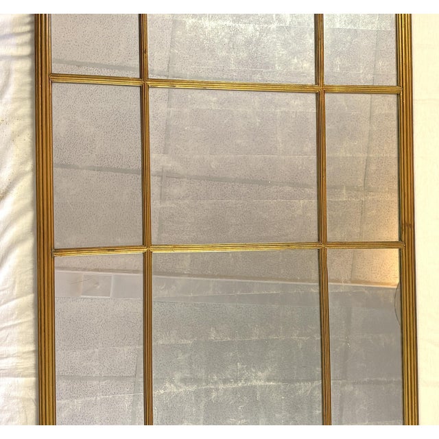 Vintage Bernhardt Large Paneled Gold Painted Wood Frame and Silver Leaf Mirror For Sale - Image 15 of 16