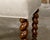 A French walnut stool from the 19th century with barley twist base, turned finial and custom linen upholstery. Born in...