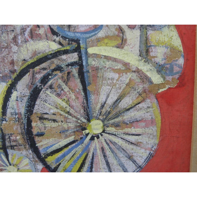 Paint 1960s Greek Modern Art Circa Gouache Painting Signed Panos For Sale - Image 7 of 13