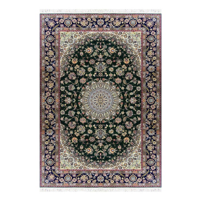 Hand-Knotted Silk and Wool Nain Rug For Sale