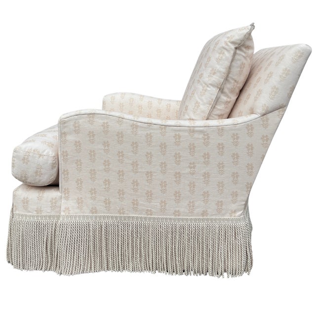 Beige Lee Industries Bullion Fringe Swivel Chair For Sale - Image 8 of 13