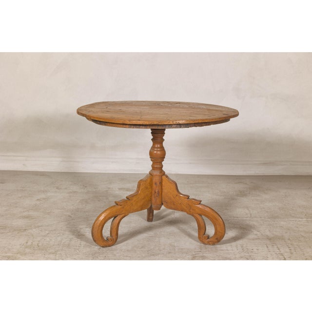Dutch Colonial Teak Pedestal Side Table with Tripod Base, Early 20th Century For Sale - Image 11 of 12