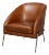 Contemporary Mid Century Modern Style Brown Leather Accent Chair For Sale