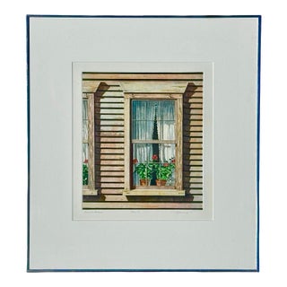 Vintage C. S. FitzSimonds “Summer Shadows” Still-Life Windowsill Original Etching, Signed & Framed For Sale