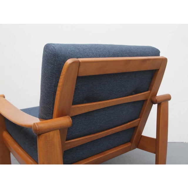 Wood Dark Blue Armchair, 1960s For Sale - Image 7 of 13