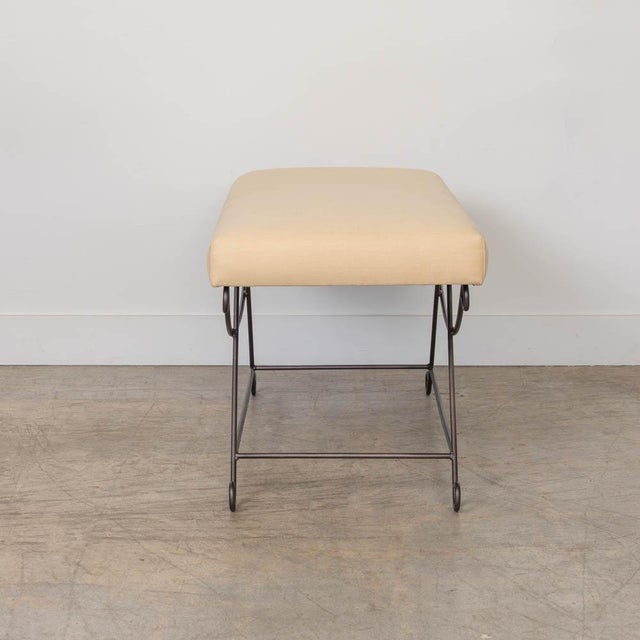 Not Yet Made - Made To Order Panoplie Iron Loop Bench, Yellow Linen For Sale - Image 5 of 14