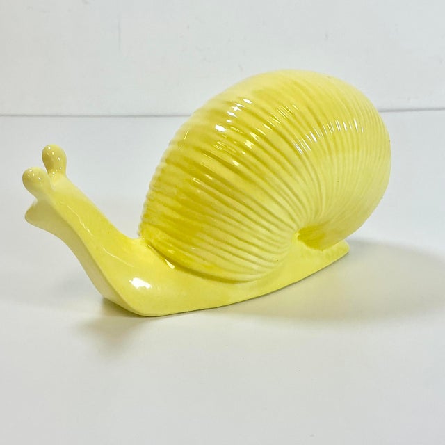 1970s Vintage Folk Art Boho Chic Hollywood Regency Large Snail Figurine For Sale - Image 4 of 13