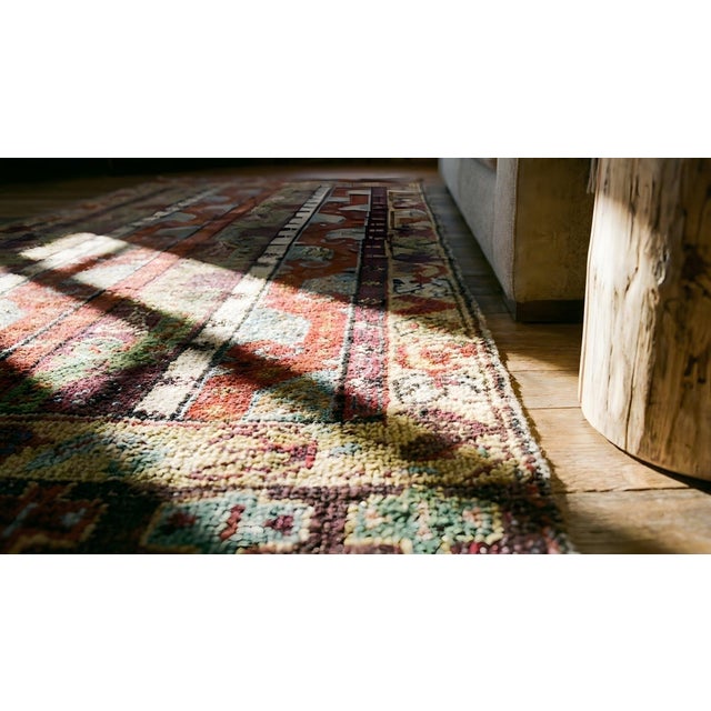 1880s Multicolor Abstract Geometric Antique Turkish Sivas Yastik Carpet Rug For Sale - Image 16 of 18