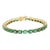 24.5ct Oval Green Emerald Byzantine Gemstone Bracelet in 14k Yellow Gold For Sale