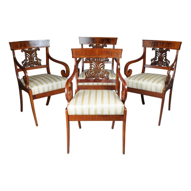 Biedermeier Armchairs in Mahogany, 1835, Set of 4 For Sale