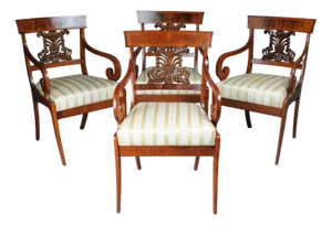 Biedermeier Armchairs in Mahogany, 1835, Set of 4