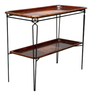 1920s French Two Tier Metal Tole Tray Console or Accent Table