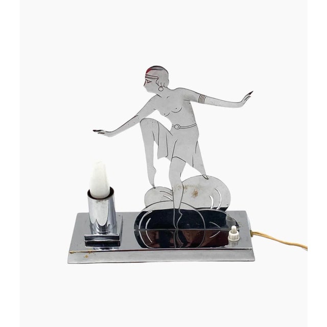 Art Déco Charleston Dancer Cubist Table Lamp, Lw Paris France, Circa 1930 For Sale - Image 6 of 12