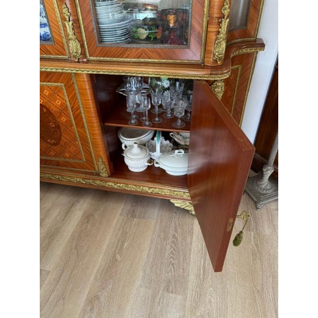 1960 Superb Quality Italian Display Cabinet Brass Work and Inlay For Sale - Image 10 of 10