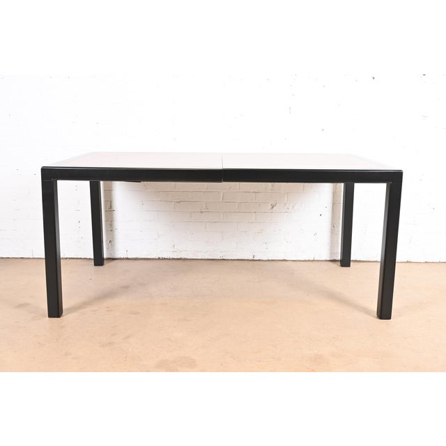 Wood Dunbar Style Rosewood and Black Lacquered Extension Dining Table, Newly Refinished For Sale - Image 7 of 11