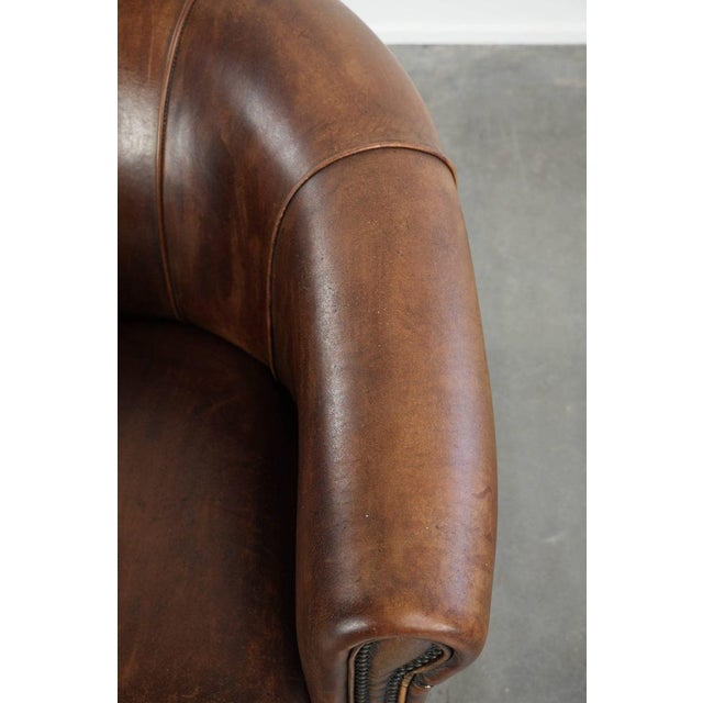 Brown Vintage Sheepskin Club Armchair For Sale - Image 8 of 13