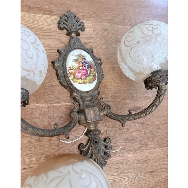 Vintage French Rococo Style Double-Arm Wall Sconces - Pair For Sale - Image 10 of 10