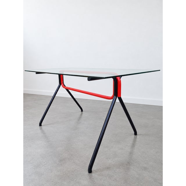 1980s Vintage Industrial Table in Tubular with Glass, 1980s For Sale - Image 5 of 10