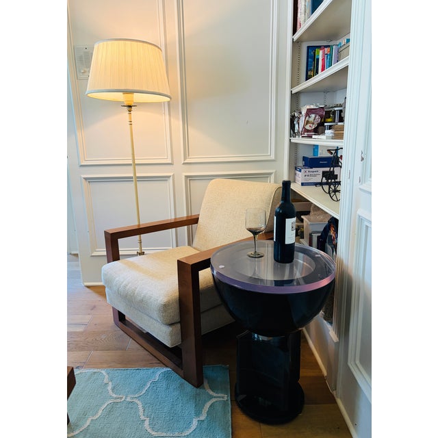 Charcoal Sylvan s.f. Elba Charcoal Parchment, Brass & Resin Side Table by Sylvan Fiss For Sale - Image 8 of 18