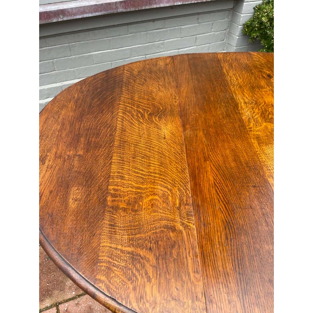 Wood Antique English Table Drop Leaf Gateleg Barley Twist Oak Oval C. 1920-30s For Sale - Image 7 of 10