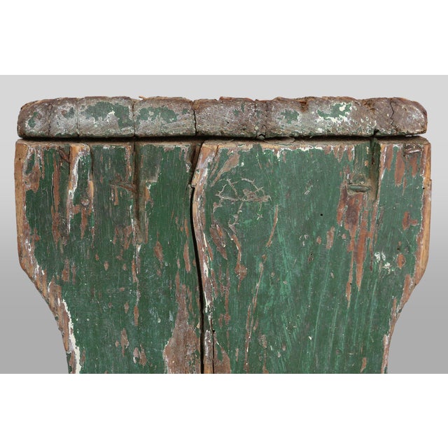 Forest Green Industrial Green Wooden Stool, France, 1900s, 1890s For Sale - Image 8 of 12
