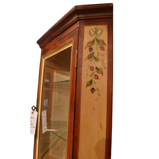 Late 20th Century Venetian Style Folk Art Glass Hutch Corner Cabinet For Sale - Image 5 of 9