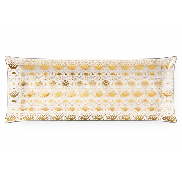 Georges Briard Vintage Mid-Century Modern Georges Briard Gold Pattern Glass Platters & Serving Trays – Set of 3 For Sale - Image 4 of 11