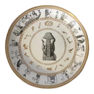 Antique Early 19th Century French Empire Porcelain Plate Decorated with Egyptian Pharaoh & Hieroglyphs