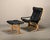 2000 - 2009 Set of Vintage Siesta Lounge Chair and Ottoman in Naturel Oak and Black Leather by Ingmar Relling for Westnofa, 2000s For Sale - Image 5 of 18