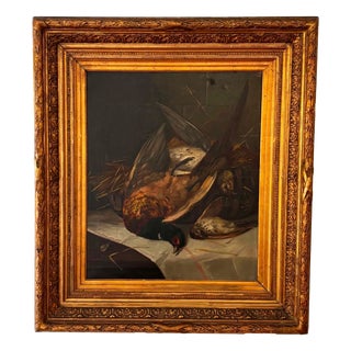 European Artist, Game Birds Still Life, Oil on Canvas For Sale