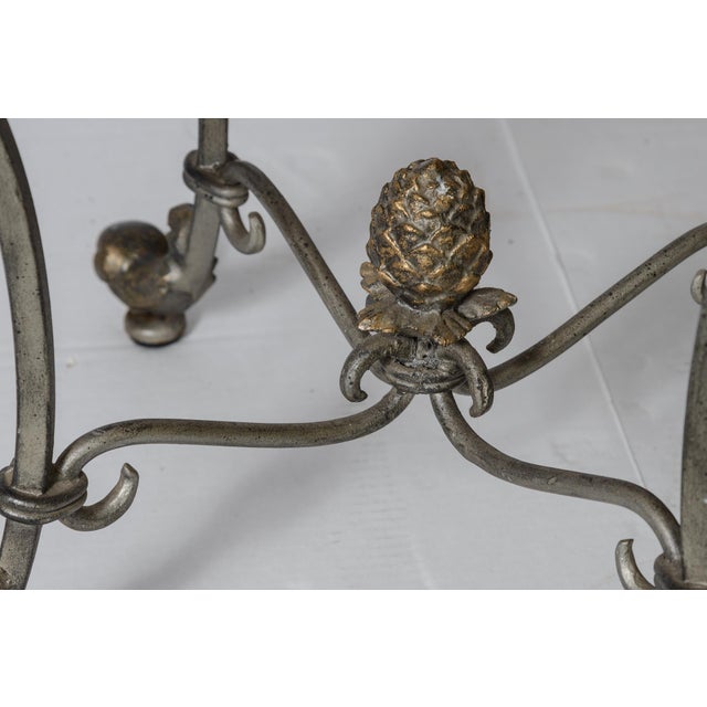 1960s Convesation Wrought Iron Scrolled Base Double Stool For Sale - Image 5 of 8