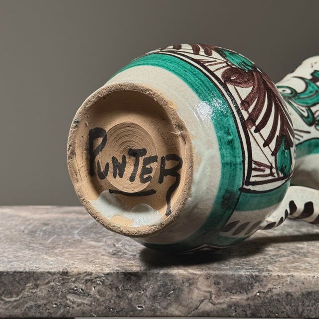 Vintage Original Mid-Century Folk Art Domingo Punter Hand Painted Pitcher Signed For Sale In Philadelphia - Image 6 of 6